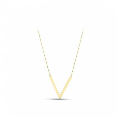 Taşsız V 14K Altın Kolye