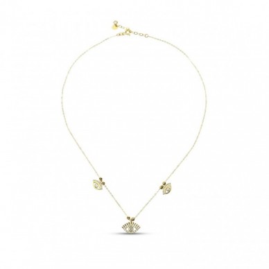 Dorika Toplu Üçlü Göz 14K Altın Kolye