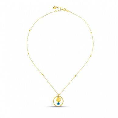 Nazar Boncuğu Sallantılı 14K Altın Tuğra Kolye