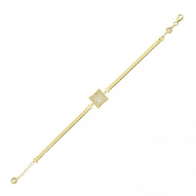 Kare Figürlü 14K Altın Bileklik