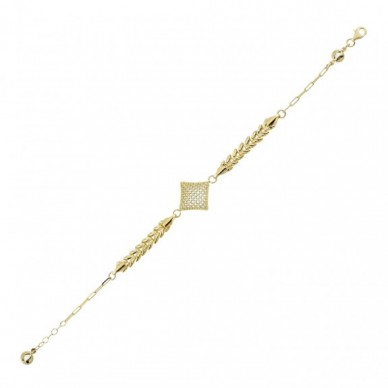 Karo Figürlü Arpa Zincir 14K Altın Bileklik