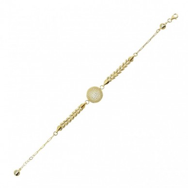 Daire Figürlü Arpa Zincir 14K Altın Bileklik