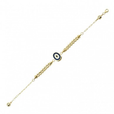 Mineli Nazar Boncuğu 14K Altın Bileklik