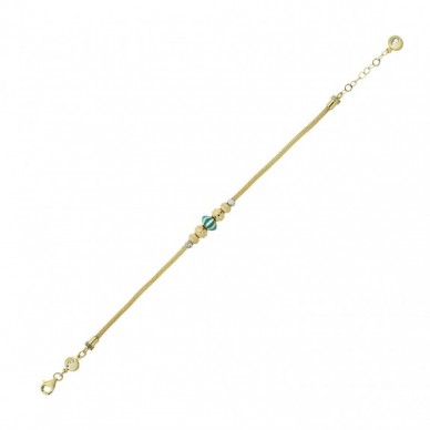 Turkuaz Boncuk Detaylı Dorika 14K Altın Bileklik