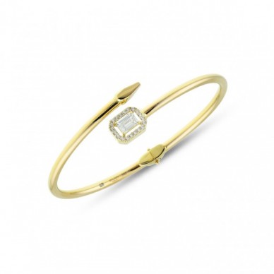 Baget Taşlı Tasarım 14K Altın Kelepçe