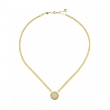 Daire Figürlü Transparan Dizilimli Geometrik 14K Altın Kolye