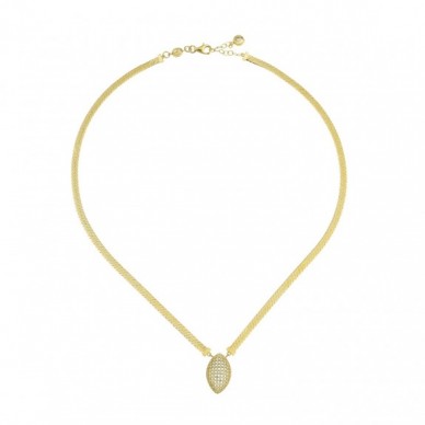 Yassı Ezme Zincirli Markiz Motifli 14K Altın Kolye