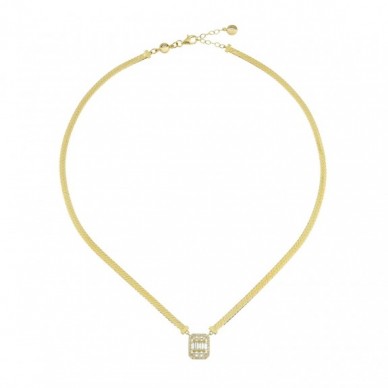 Baget Taşlı 14K Altın Kolye