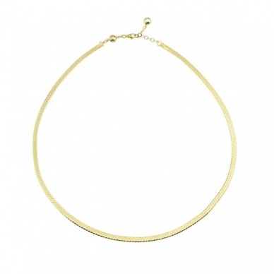 İnce Ezme Zincir 14K Altın Kolye