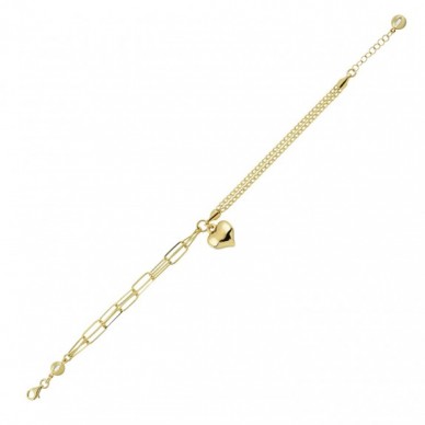 Kalp Sallantılı 14K Altın Bileklik