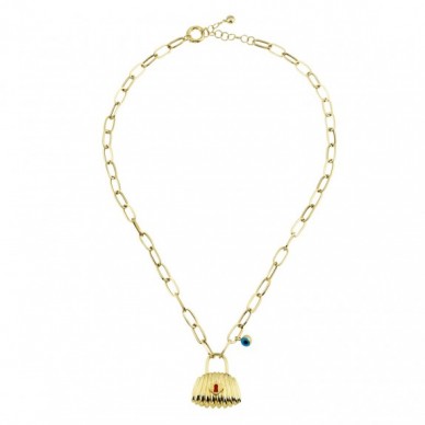 Kilit Figürlü Zincir 14K Altın Kolye