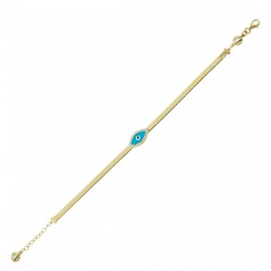 Turkuaz Mineli Göz 14K Altın Bileklik