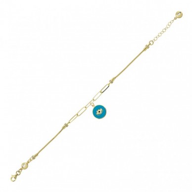 Göz Motifli Daire Sallantılı 14K Altın Bileklik