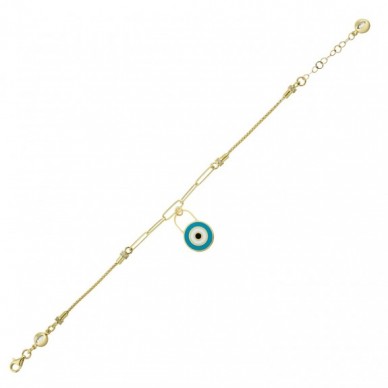 Turkuaz Mineli Nazar 14K Altın Bileklik