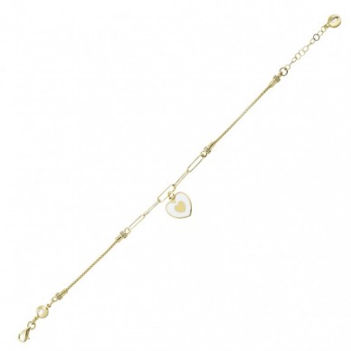 Beyaz Kalp Sallantılı 14K Altın Bileklik