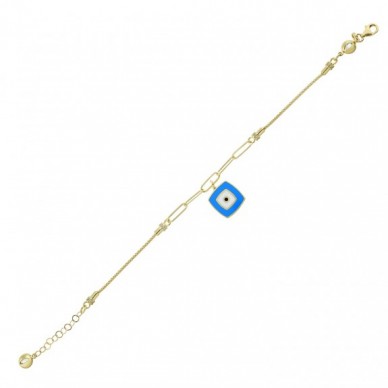 Mavi Mineli Nazar 14K Altın Bileklik