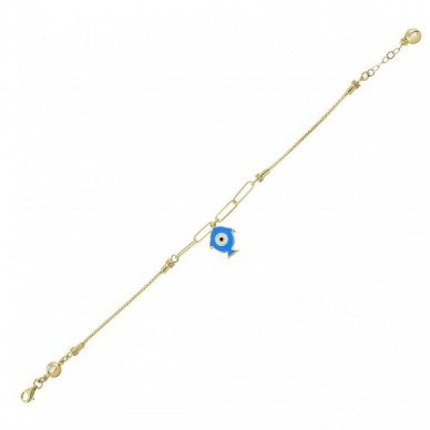 Balık Figürlü Nazar 14K Altın Bileklik