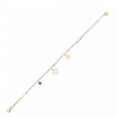 Yıldız Figürlü Nazar 14K Altın Bileklik