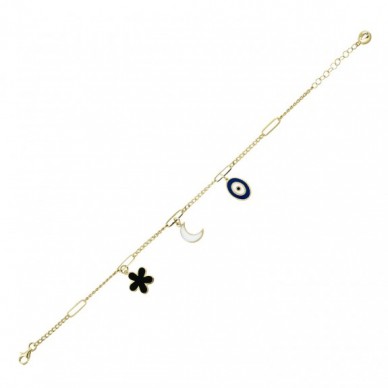 Ay Figürlü Nazar 14K Altın Bileklik