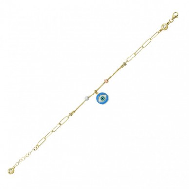 Göz Figürlü Dorika 14K Altın Bileklik