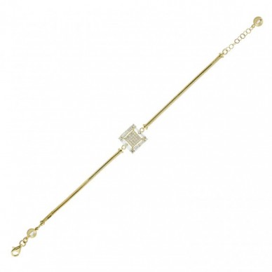 Baget Taşlı Kare 14K Altın Bileklik