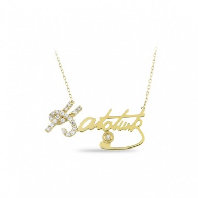 Atatürk İmza 14K Altın Kolye