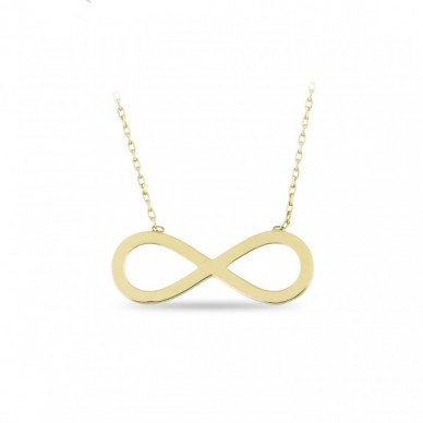 Düz Parlak Sonsuzluk 14K Altın Kolye