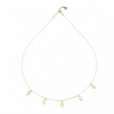 Karo Figürlü Geometrik Sallantılı 14K Altın Kolye