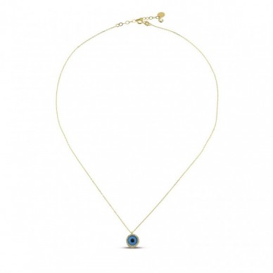 Büyük Boy Göz Boncuklu 14K Altın Kolye