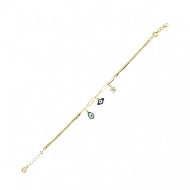 Yıldız Figürlü Nazar 14K Altın Bileklik