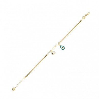 Damla Motifli Nazar 14K Altın Bileklik