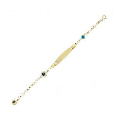 Göz Boncuklu 14K Altın Çocuk Künye