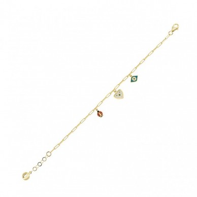 Uğur Böcekli Göz 14K Altın Çocuk Bileklik