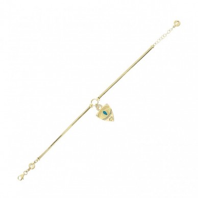 Firuze Taşlı Göz 14K Altın Bileklik