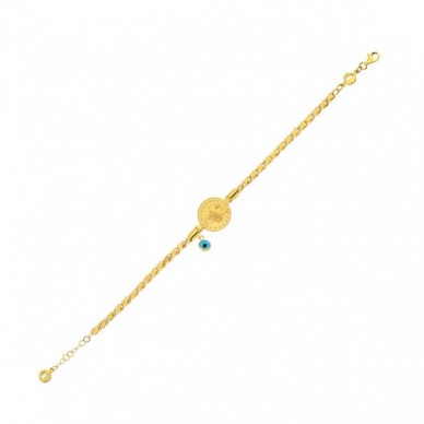 Göz Boncuklu Tuğra 14K Altın Bileklik