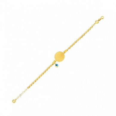 Göz Boncuklu Atatürk Tuğra 14K Altın Bileklik