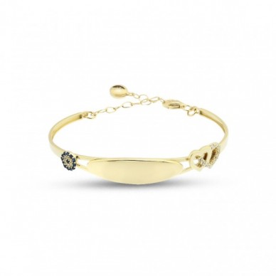 Kalp Figürlü Nazar 14K Altın Çocuk Bileklik