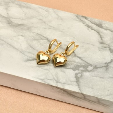 Kalp Sallantılı Halka 14K Altın Küpe