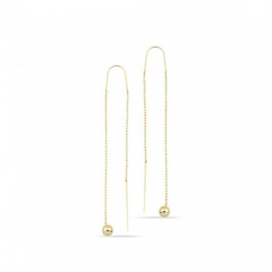 Top Sallantılı Zincir 14K Altın Küpe