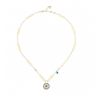 Sonsuzluk Zincirli Nazar Çanta - Kilit 14K Altın Kolye