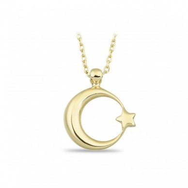 Ay Yıldız 14K Altın Kolye