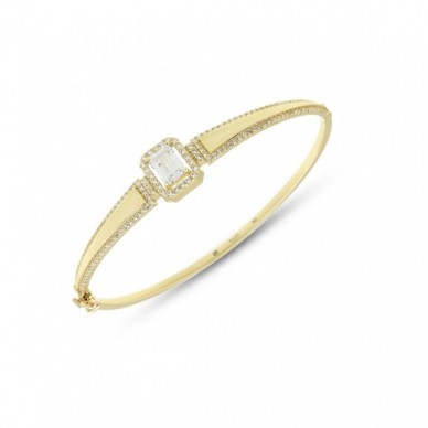 Baget Taşlı 14K Altın Kelepçe