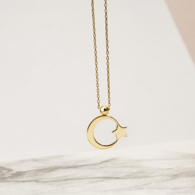 Ay Yıldız 14K Altın Kolye