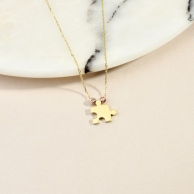 Yapboz Parçası 14K Altın Kolye