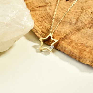 Tektaş Yıldız 14K Altın Kolye