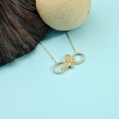 Trend Kelebek Figürlü Sonsuzluk 14K Altın Kolye