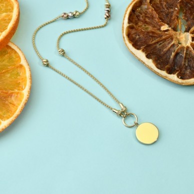 İsim Yazılabilir Sallantılı Dorika Toplu Plaka 14K Altın Kolye