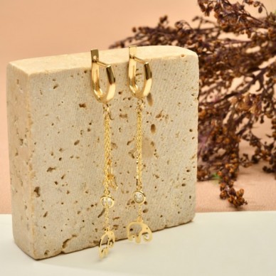 Sevimli Hayvanlar Sallantılı 14K Altın Küpe