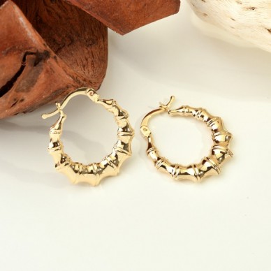 Boğumlu Halka 14K Altın Küpe