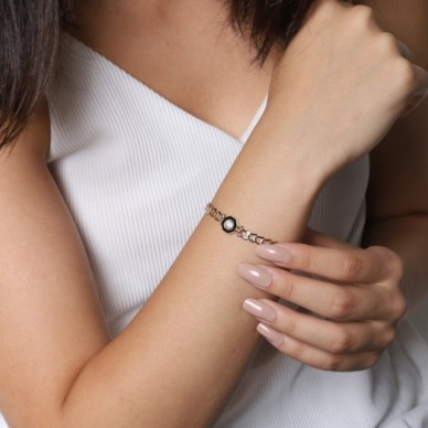 Sekizgen Taşlı 14K Altın Bileklik